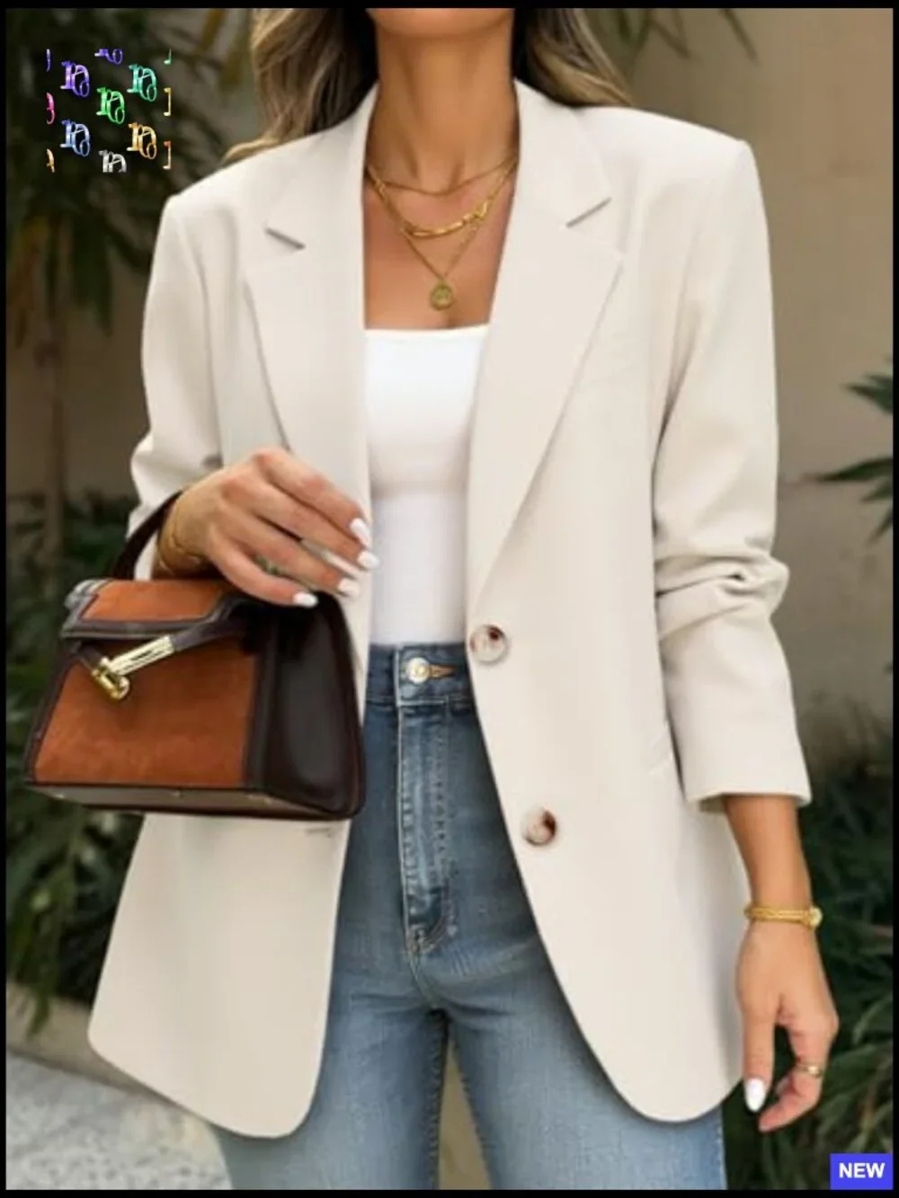 Oversized Blazer Lightweight Minimalist Business Casual Button Down Loose Fit - Picture 2 of 7